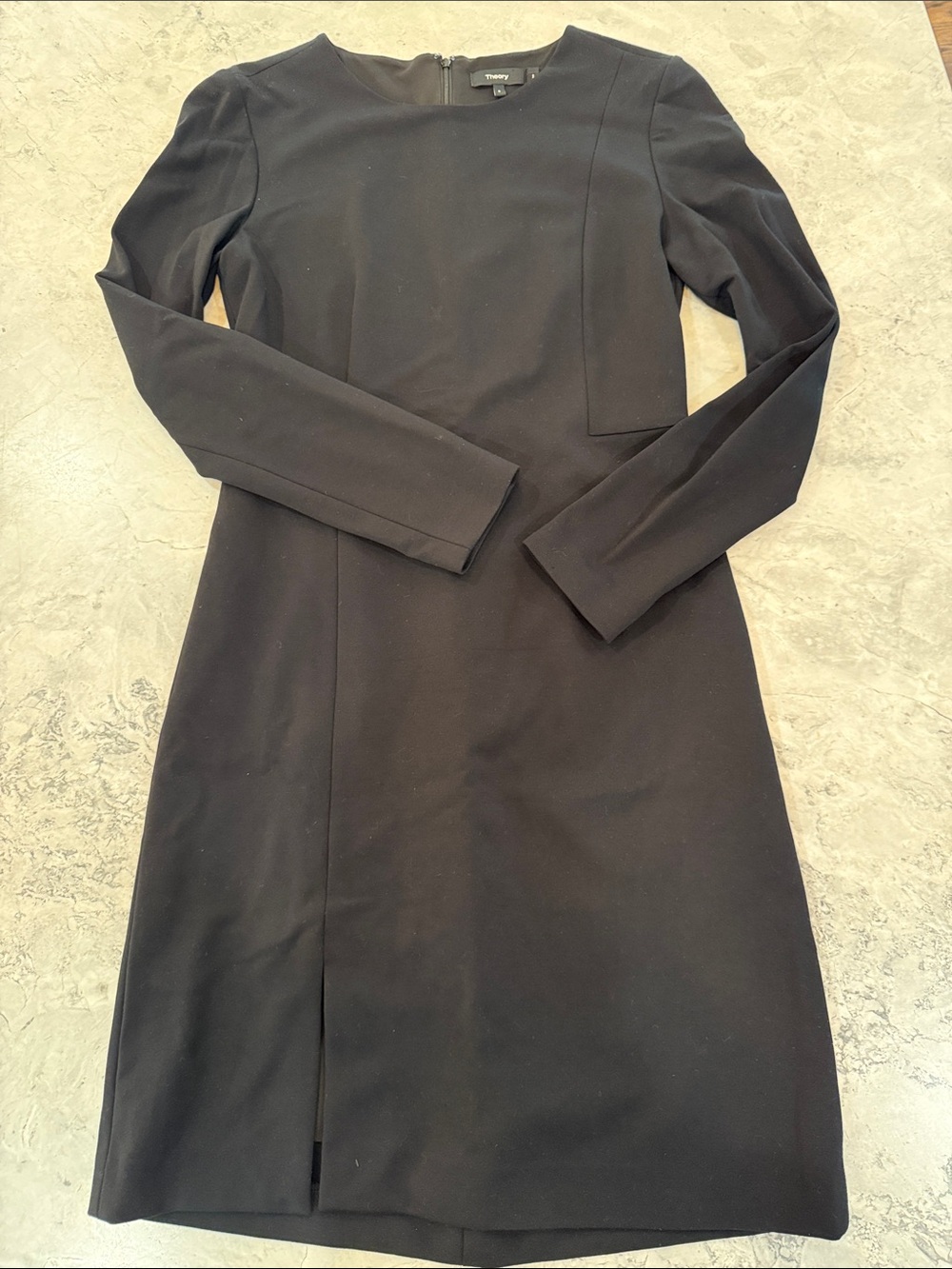 Theory Black Long Sleeve Shift Dress